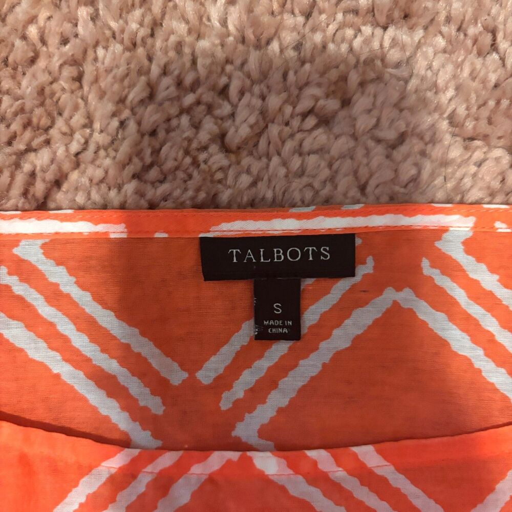 Talbots Cotton-Silk Blend Tunic Top - Lightweight Coral/White Womens Sz Small - Picture 3 of 7